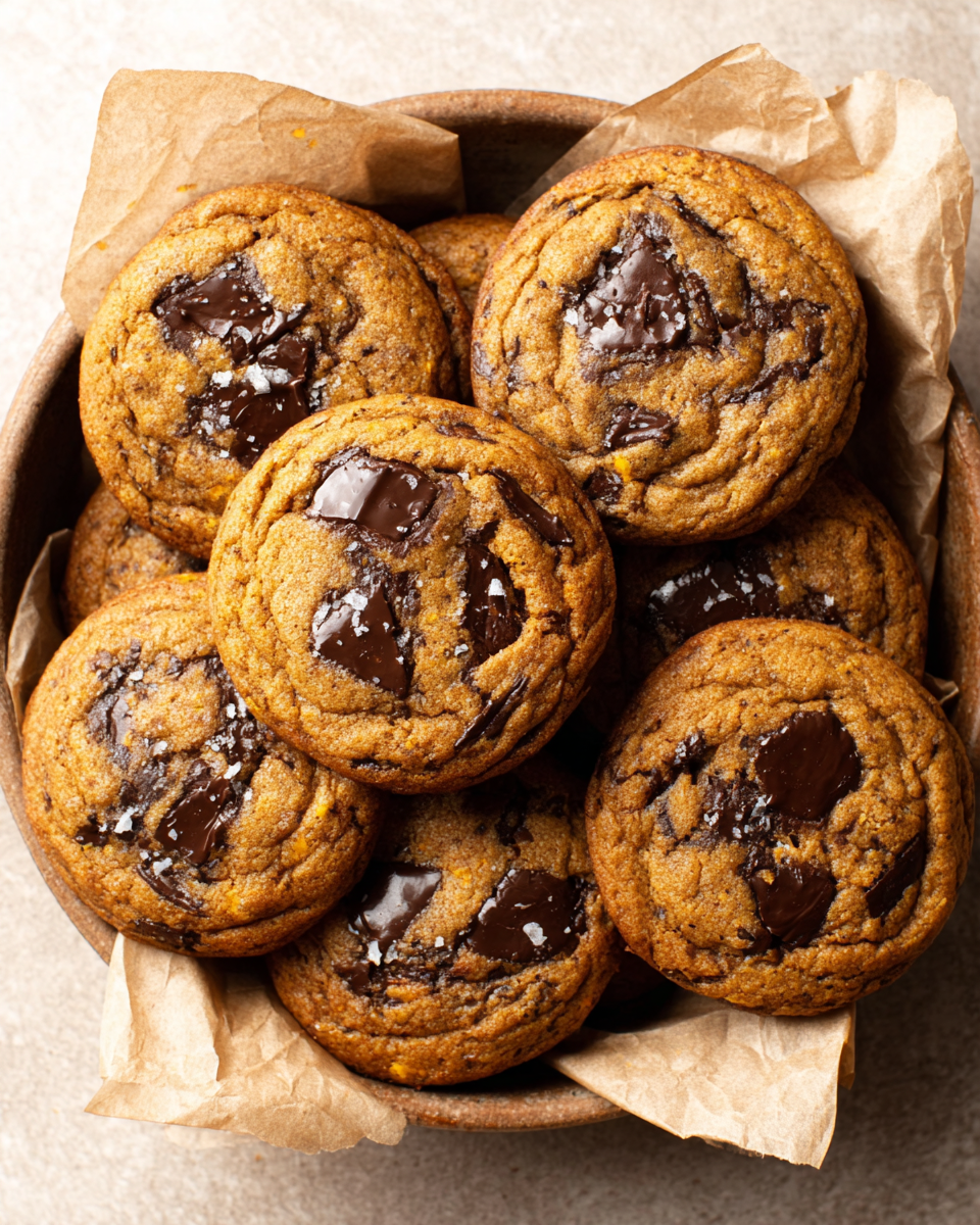 Chewy Pumpkin Chocolate Chip Cookies Crispy • slow-simmer