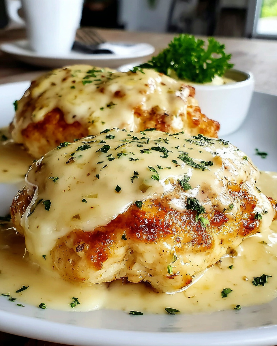 Chicken Pillows with Creamy Parmesan Sauce Garlicky •