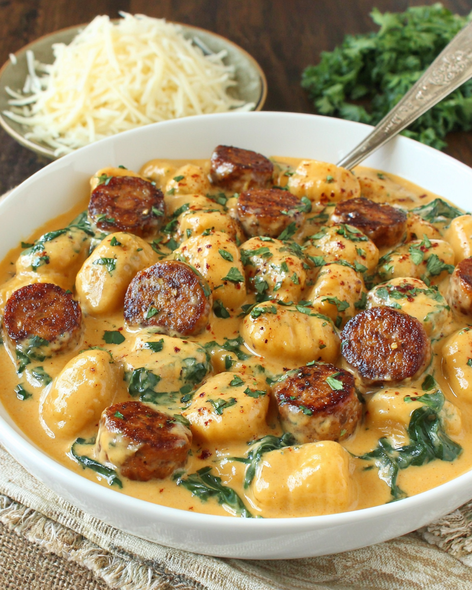 Creamy Creamy Butternut Squash Gnocchi with Sausage for