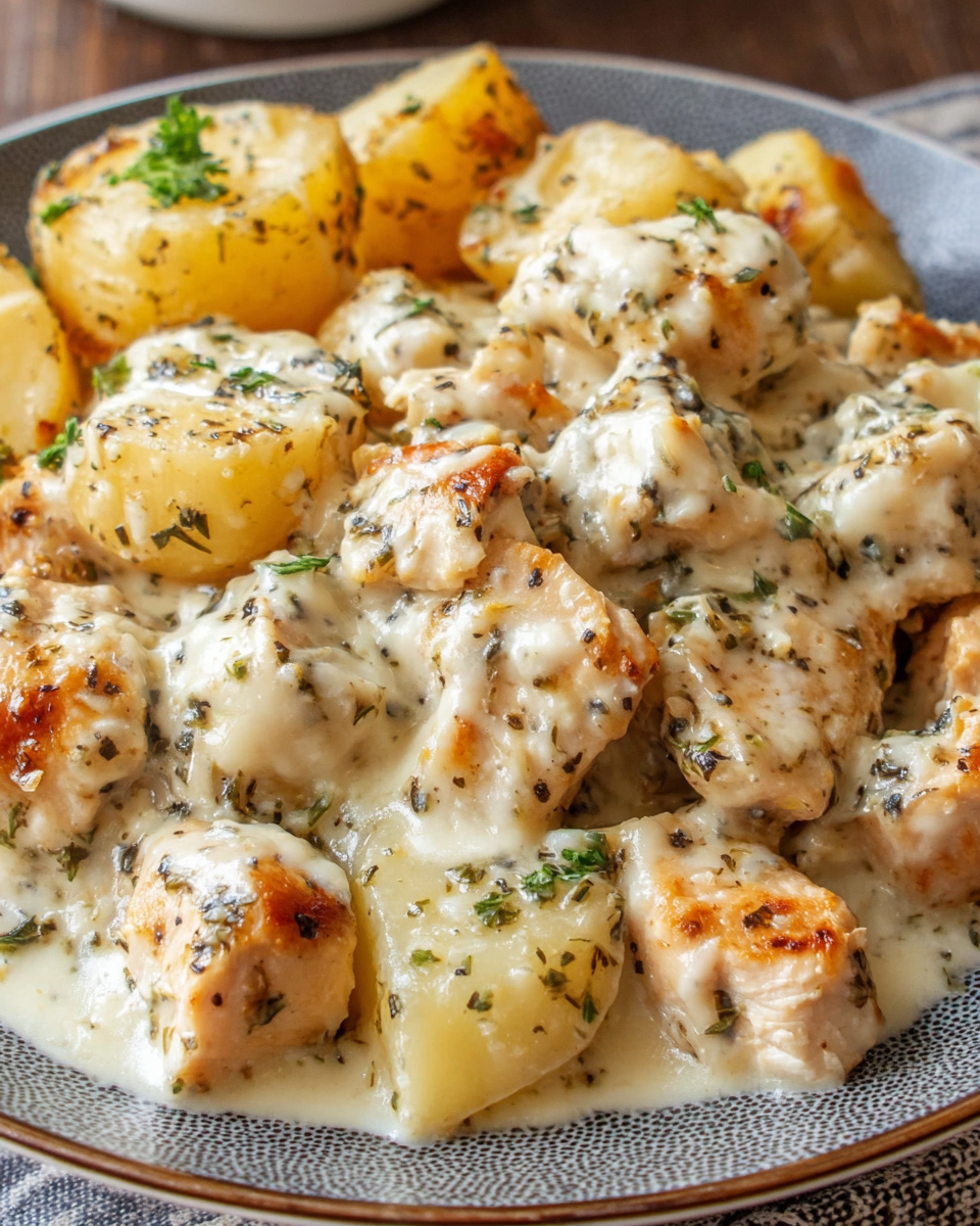 Garlic Parmesan Crockpot Chicken and Potatoes Herby: