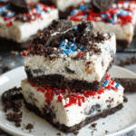 No Bake Fireworks Oreo Cheesecake Bars recipe