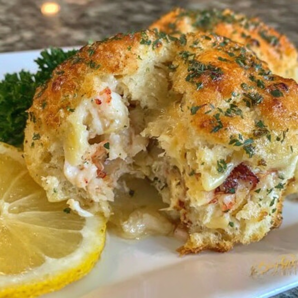 Crab Stuffed Cheddar Bay Biscuit With A Lemon Butter Sauce