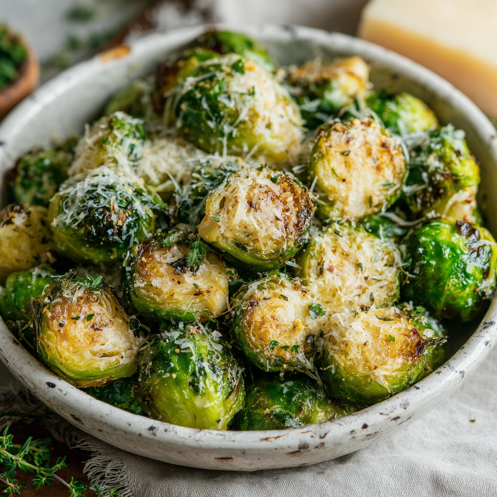 Delicious Garlic Parmesan Roasted Brussels Sprouts