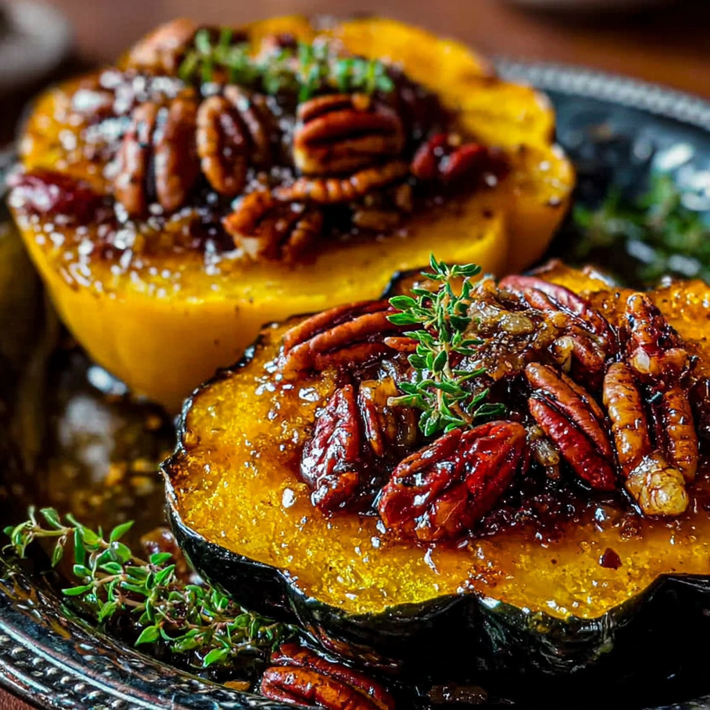 Savory Maple Pecan Roasted Acorn Squash Delight