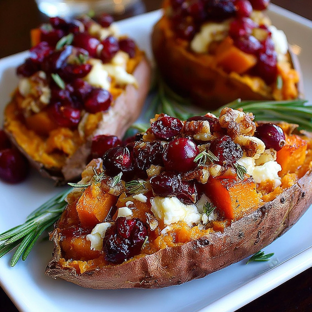 Cranberry Apple Twice-Baked Sweet Potatoes Delight