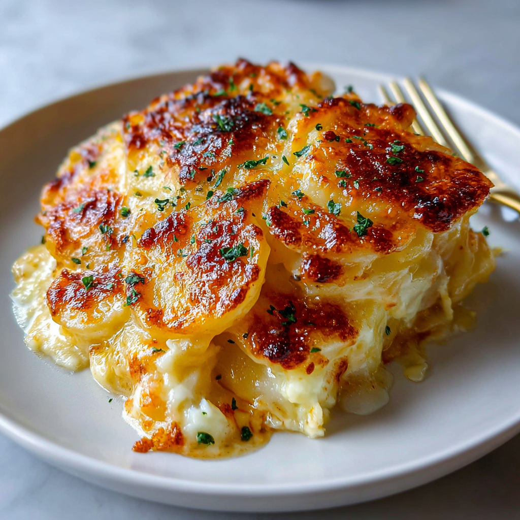 Decadent Cheesy Garlic Scalloped Potatoes Recipe