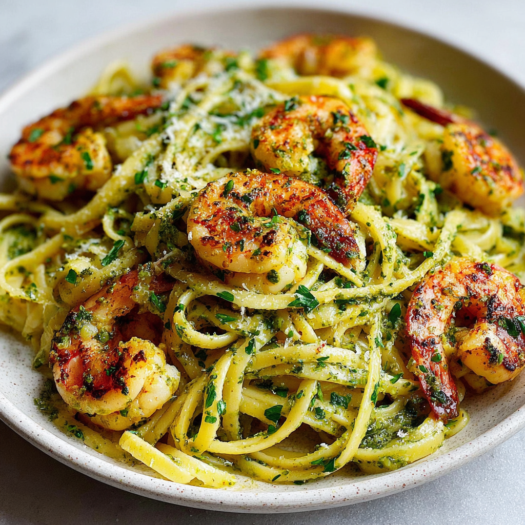 Delicious Pesto Shrimp Linguine for Home Cooks