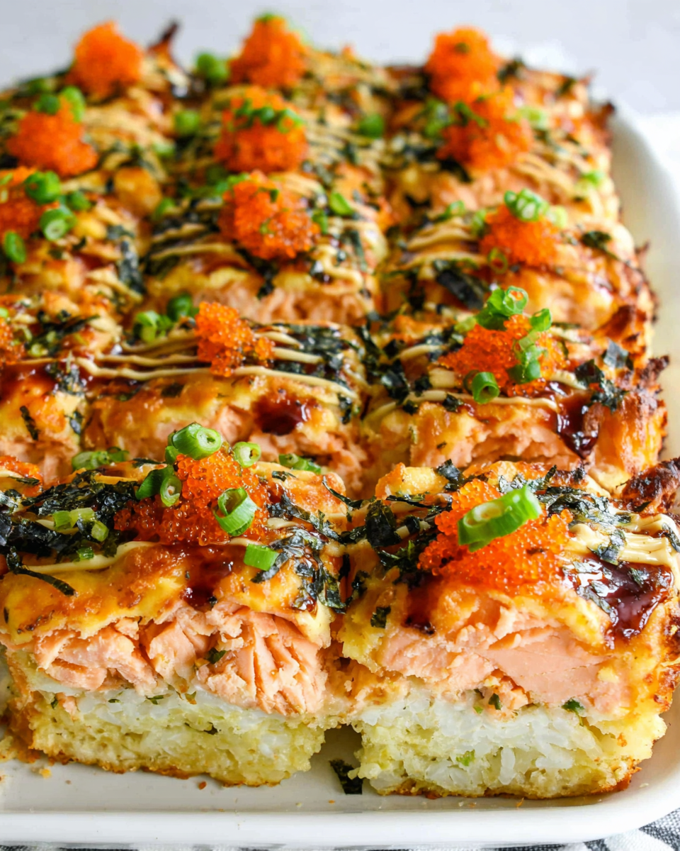 Delicious Savory Salmon Sushi Bake Recipe