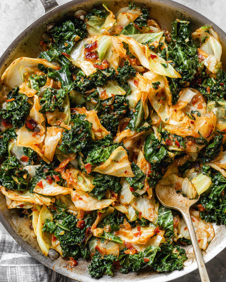 Flavorful Garlic Sautéed Cabbage Kale Skillet Dish