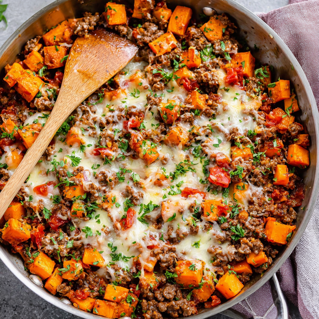 Hearty Southwest Ground Beef Sweet Potato Skillet