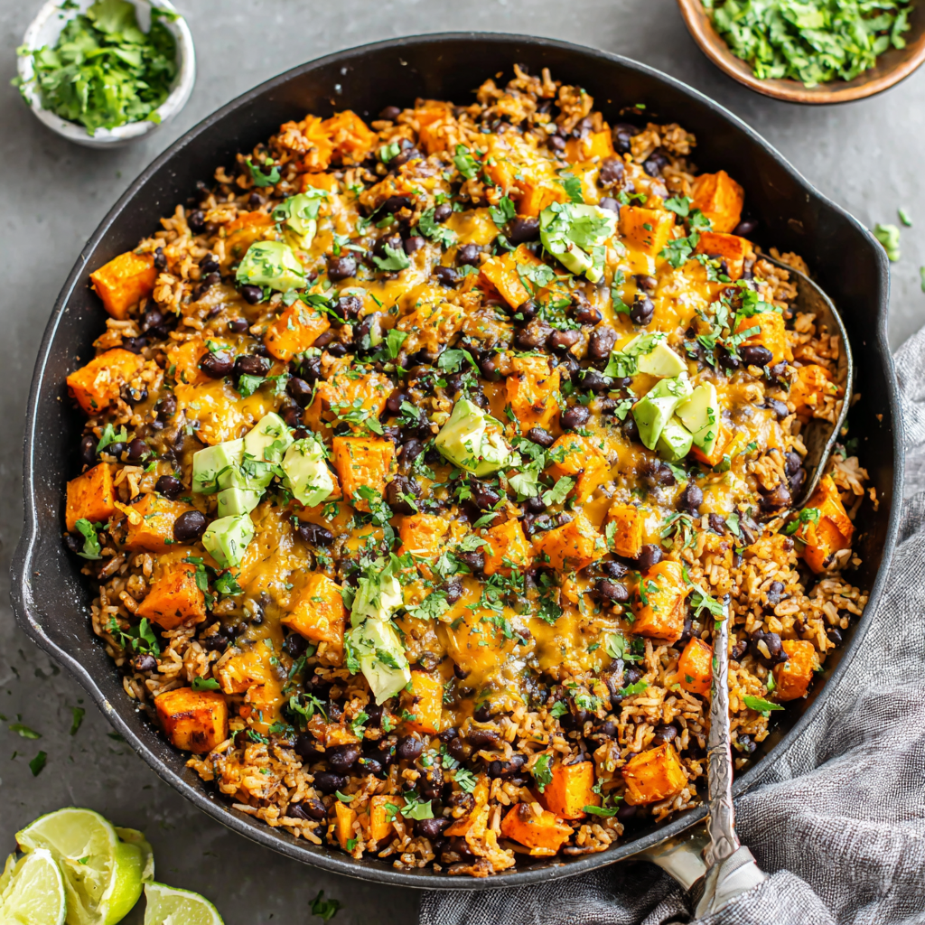 Hearty Southwest Skillet with Sweet Potatoes and Rice