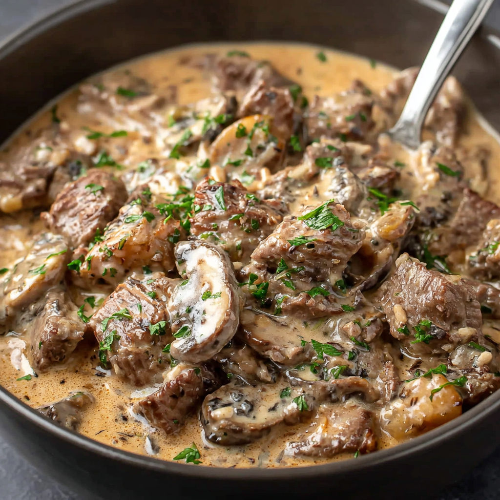 Rich and Creamy Slow Cooker Beef Stroganoff