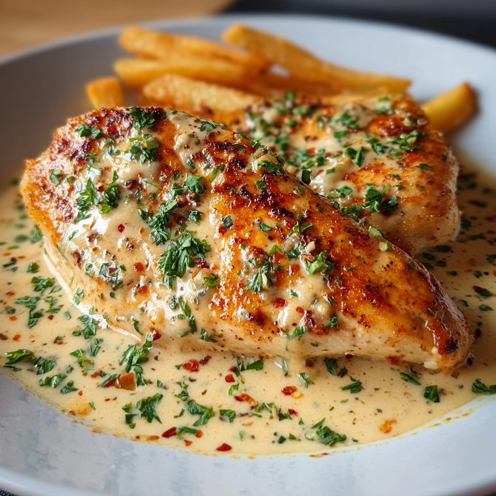 Savor Chicken Fillet in Spicy Creamy Garlic-Parmesan Sauce