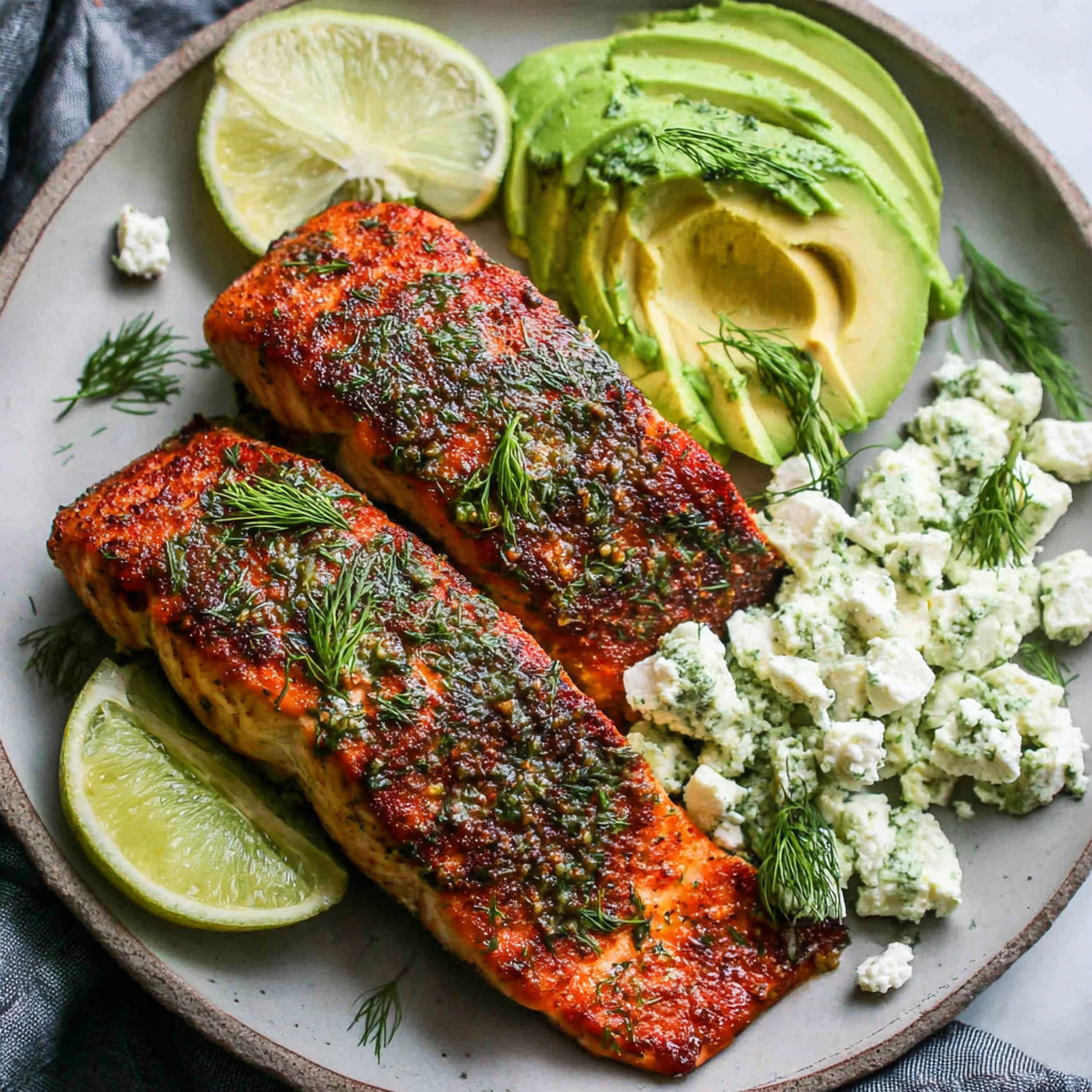 Savor the Flavors of Baked Salmon with Avocado & Feta