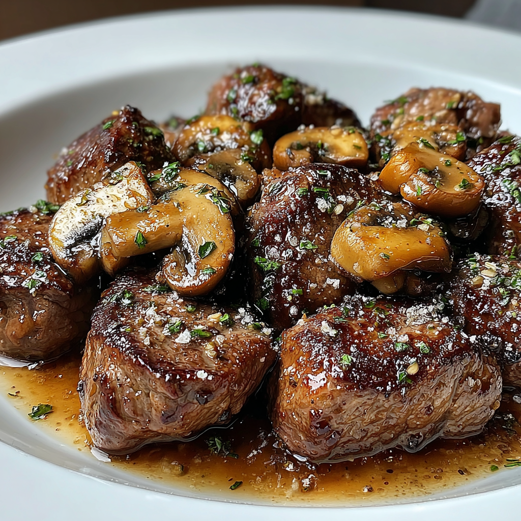 Savoring Buttered Steak Bites with Mushrooms