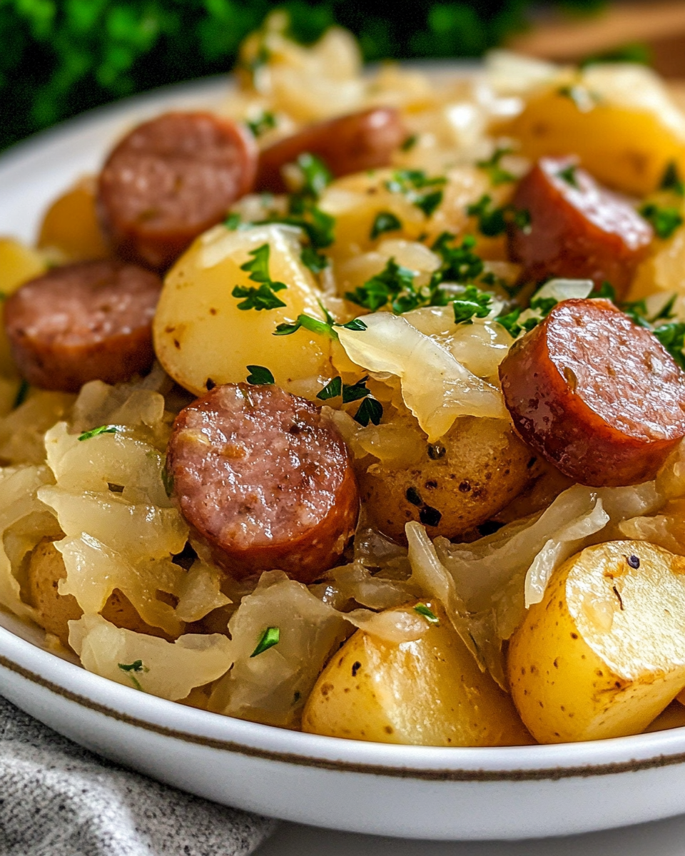 Savory Crockpot Polish Sausage with Sauerkraut and Potatoes