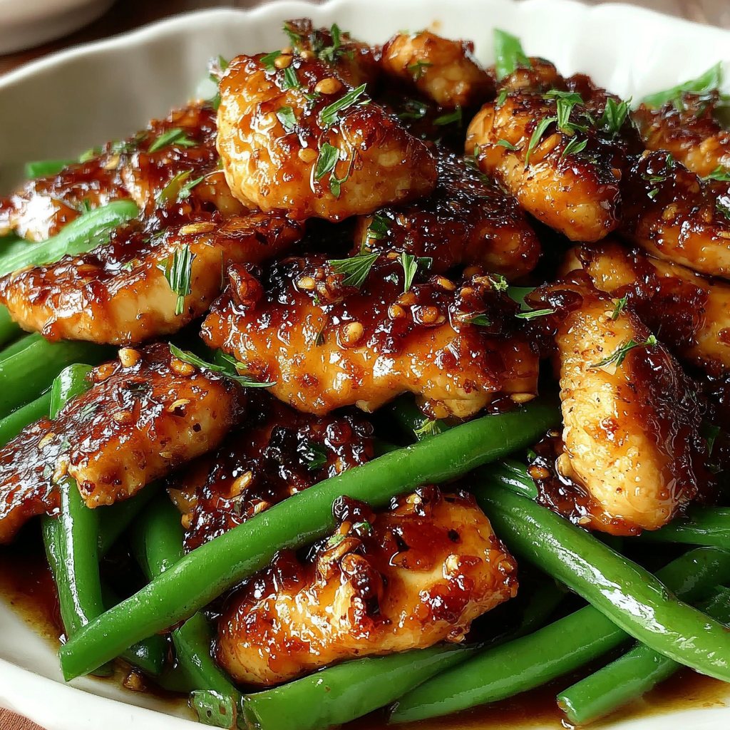 Savory Honey Garlic Chicken with Crisp Green Beans