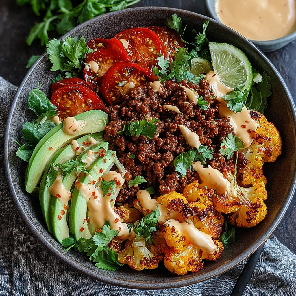 Chili Ground Beef and Cauliflower Bowls for Dinner