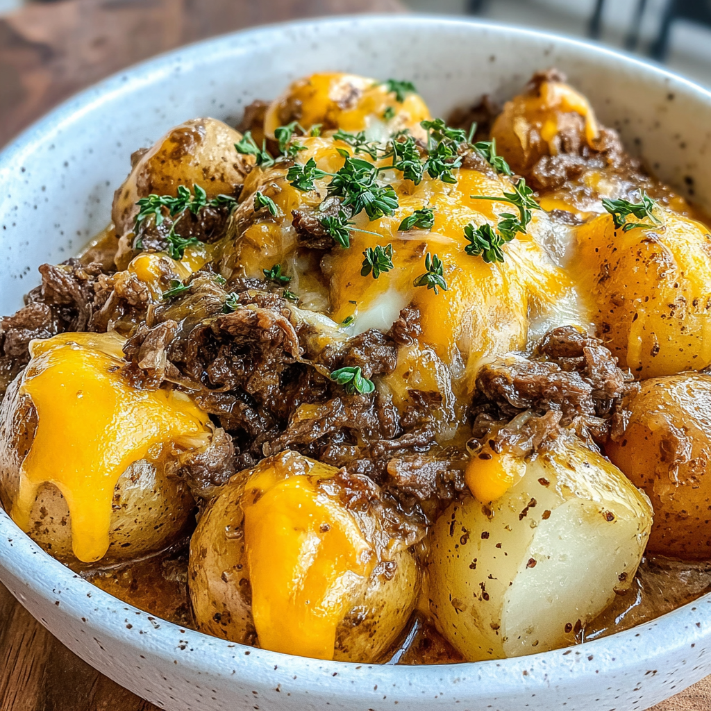 Comforting Slow Cooker Cheesy Beef and Potatoes