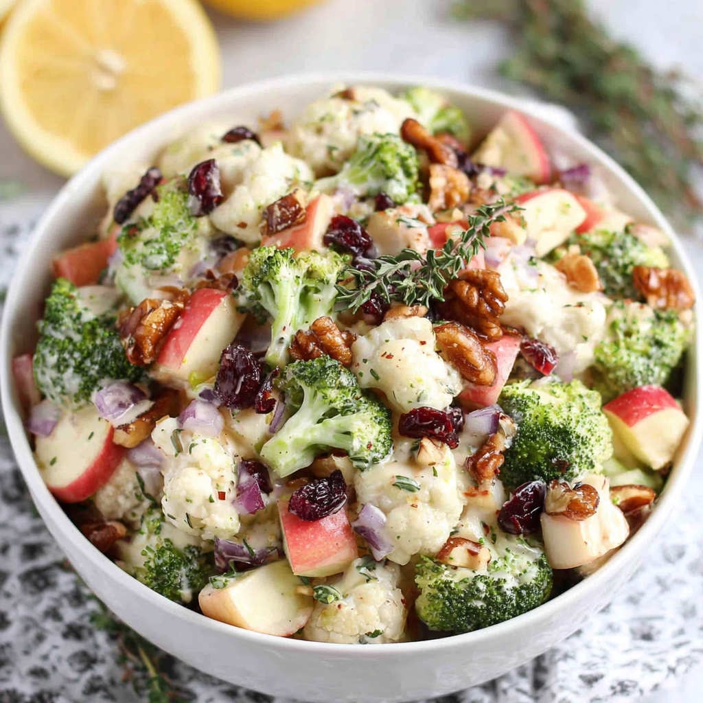 Fresh and Crunchy Apple Broccoli Cauliflower Salad