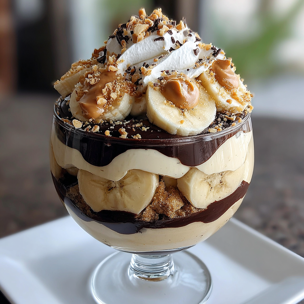 Indulgent Chocolate Peanut Butter Banana Cream Trifle