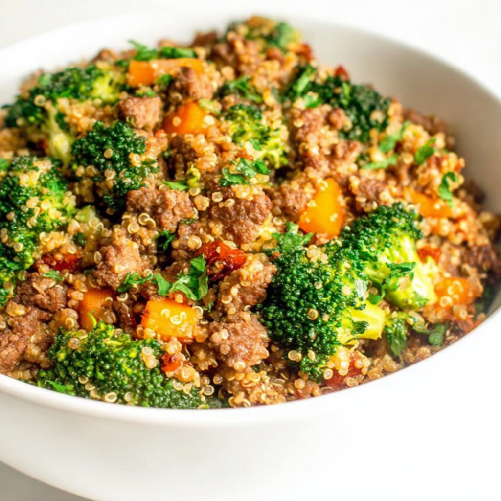 Nutritious Ground Beef And Broccoli Quinoa Delight