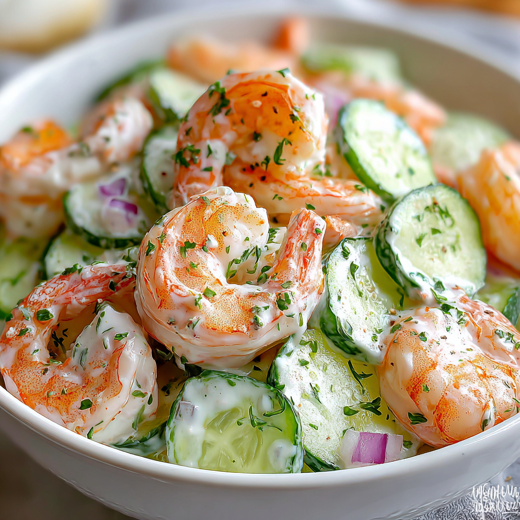 Refreshing Creamy Cucumber Shrimp Salad Recipe