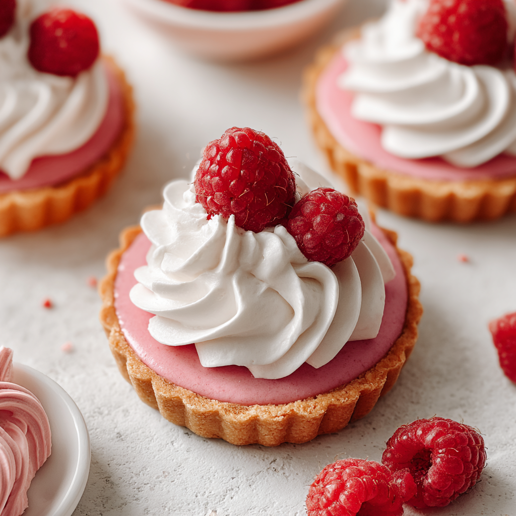 Raspberry Bavarois Tartlets with Whipped Cream